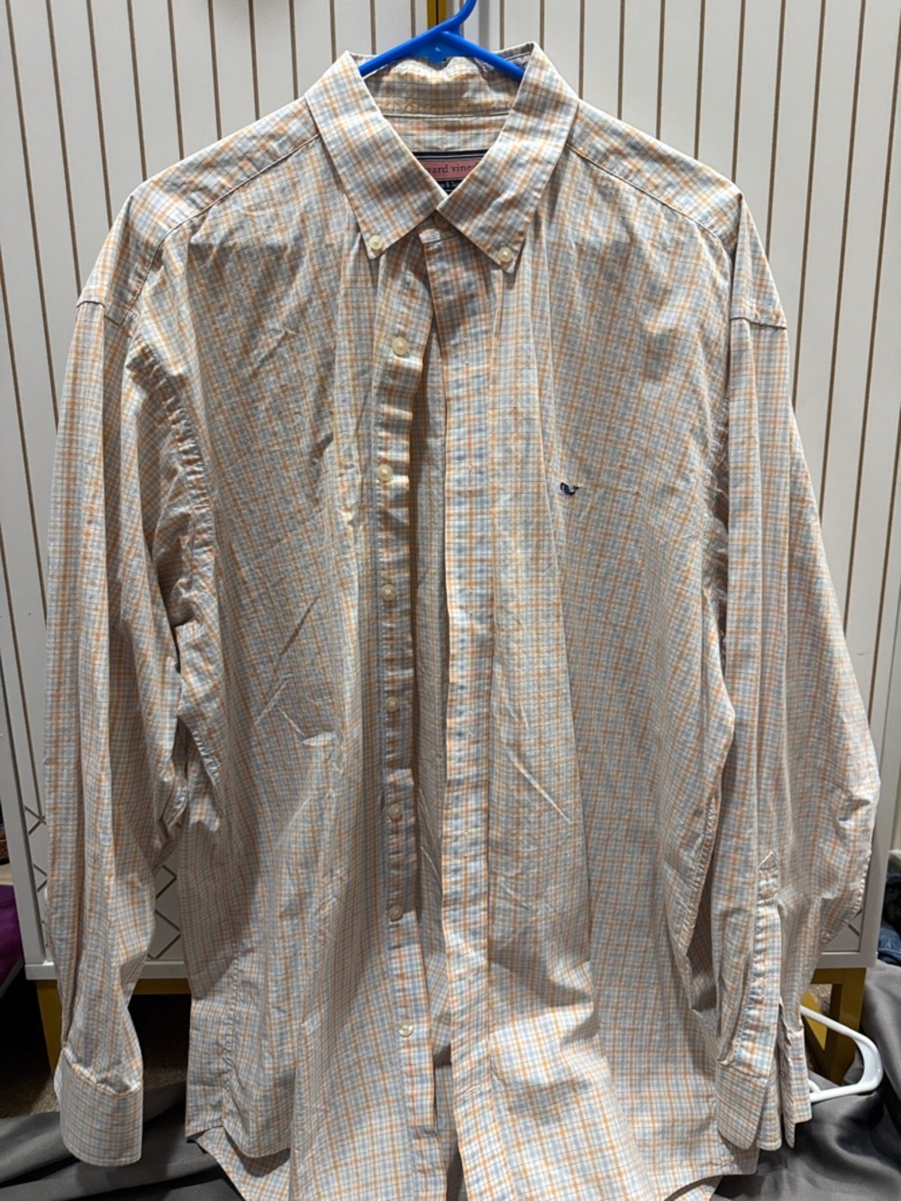 Vineyard Vines Men's Plaid Button-Down Shirt in Blue & Orange
